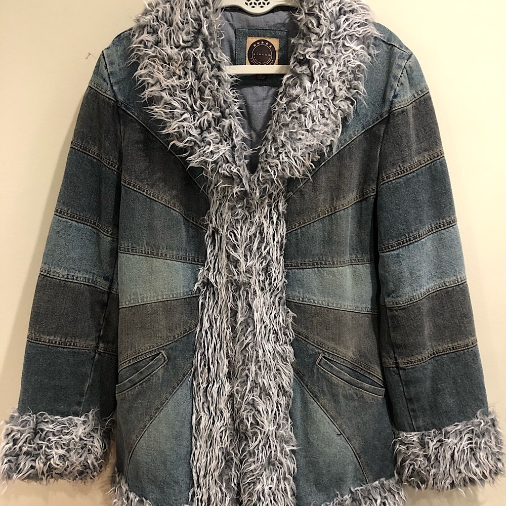 Cozy Jean Coat with Faux Fur Trim